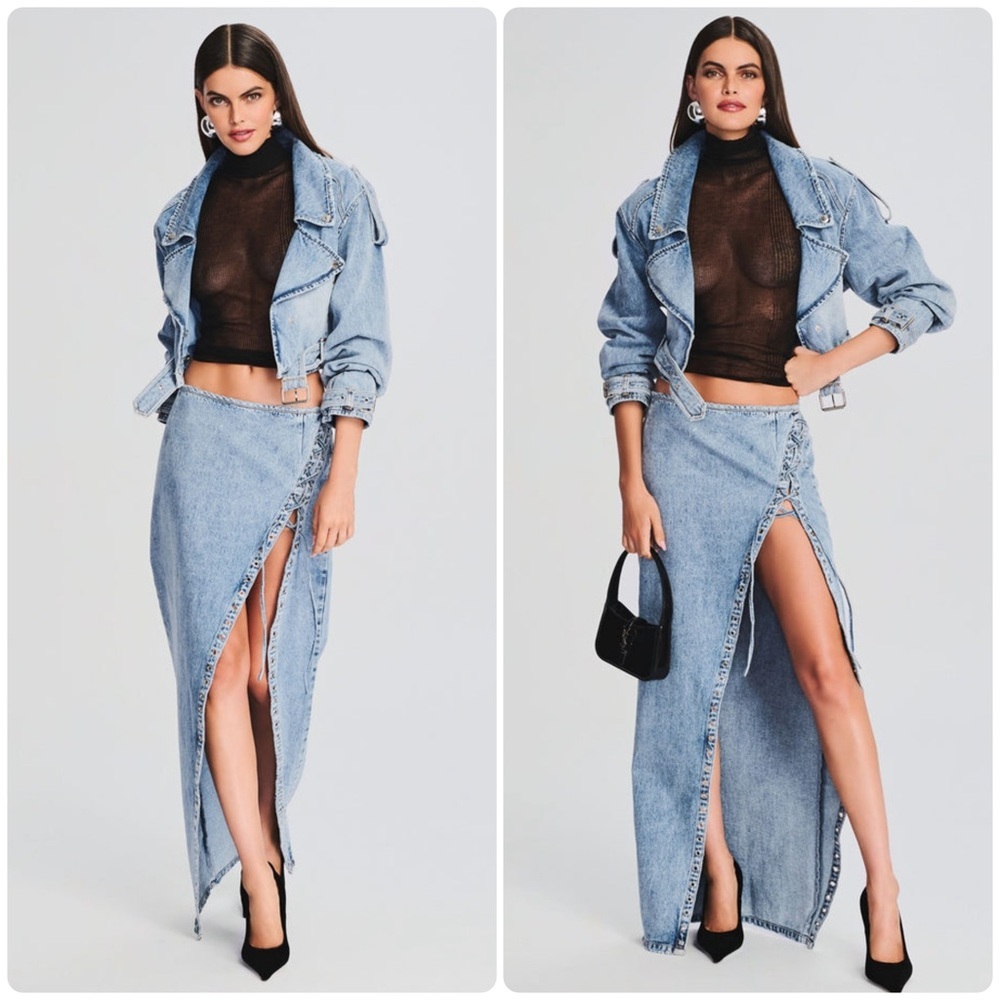 New! Retrofete Zahlia Lace up Denim Skirt 🩵 size 24 NWT!